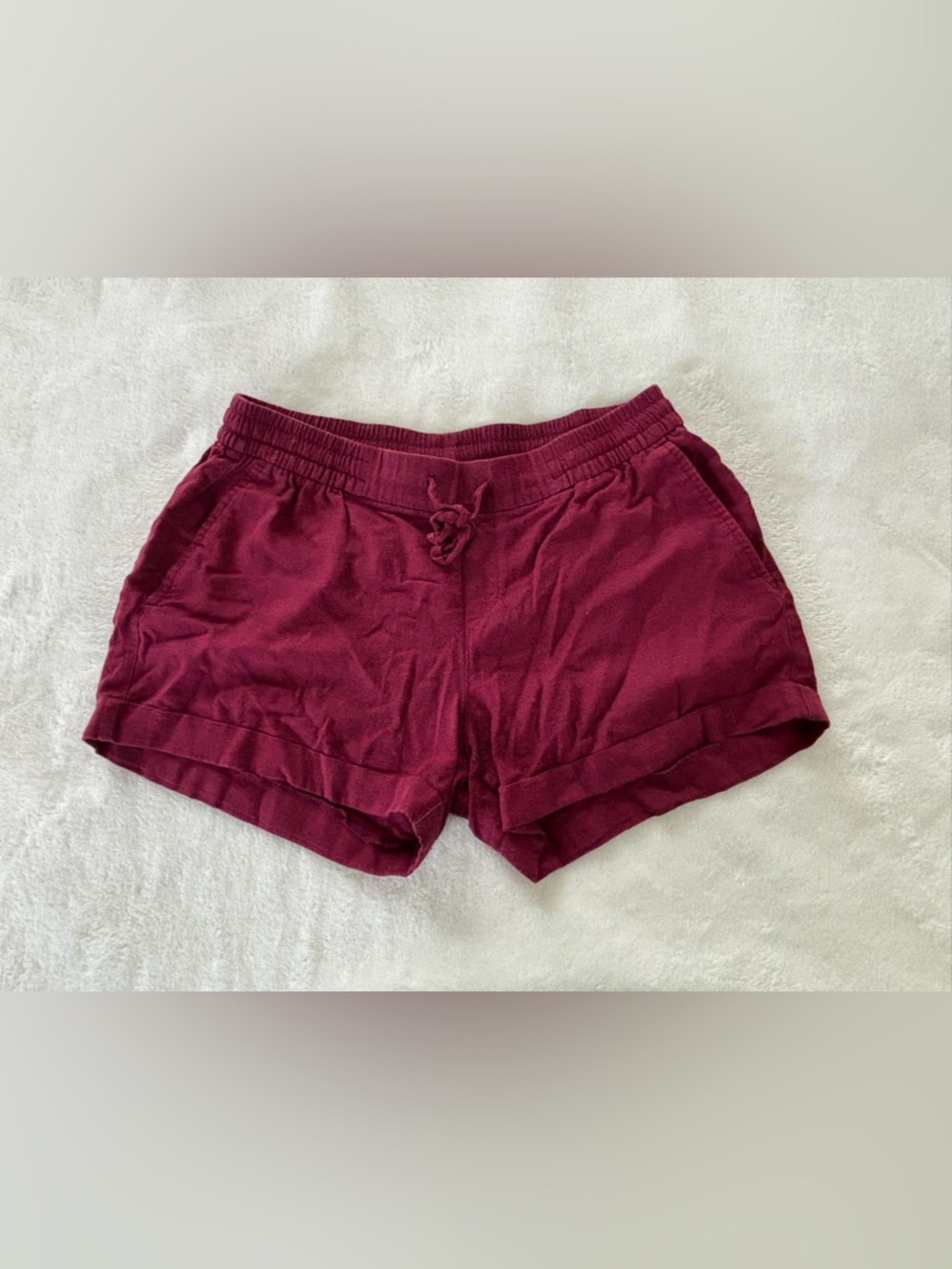Old Navy Burgundy Drawstring Linen Shorts